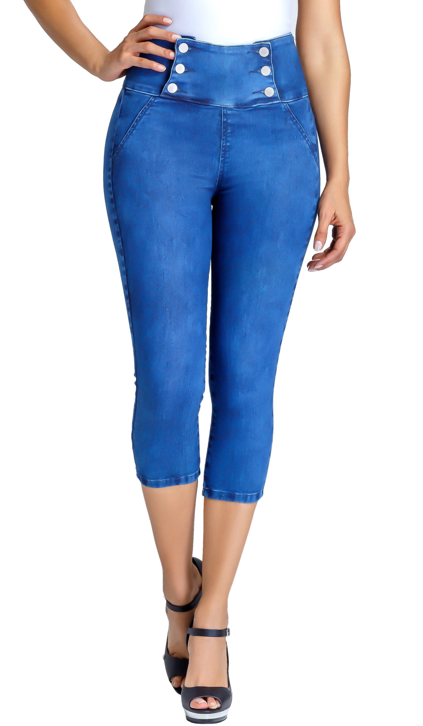 L.O.W.L.A SHAPEWEAR - Lowla 239257 High Waisted Butt Lifting Colombian  Women Capri Jeans Colombianos Levanta Cola Blue 6 - Walmart.com -  Walmart.com