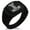 Black, variant on Stainless Steel Thor's Hammer Mjolnir Celtic Viking Rune CZ Ribbed Needle Stripe Pattern Biker Style Polished Ring