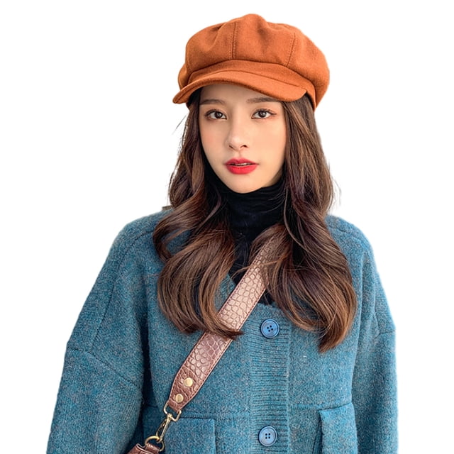Gorra de vendedor de periódicos para mujer, mezcla de lana, Retro, Color sólido, moda para niñas, Gatsby, taxista, boina con visera, gorras para mujer