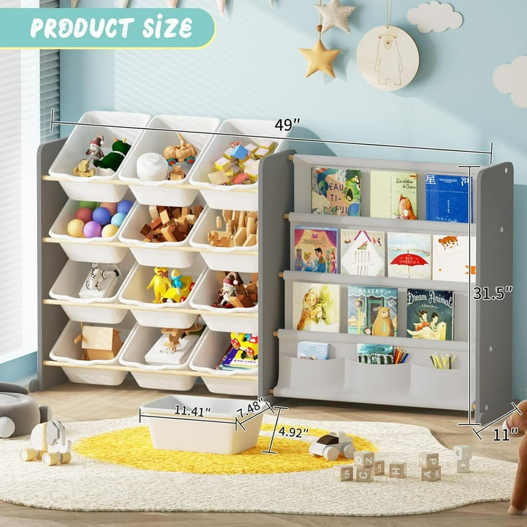 Shelf Grey And White Toy Organizer Kids Toy Storage Organizer Toy