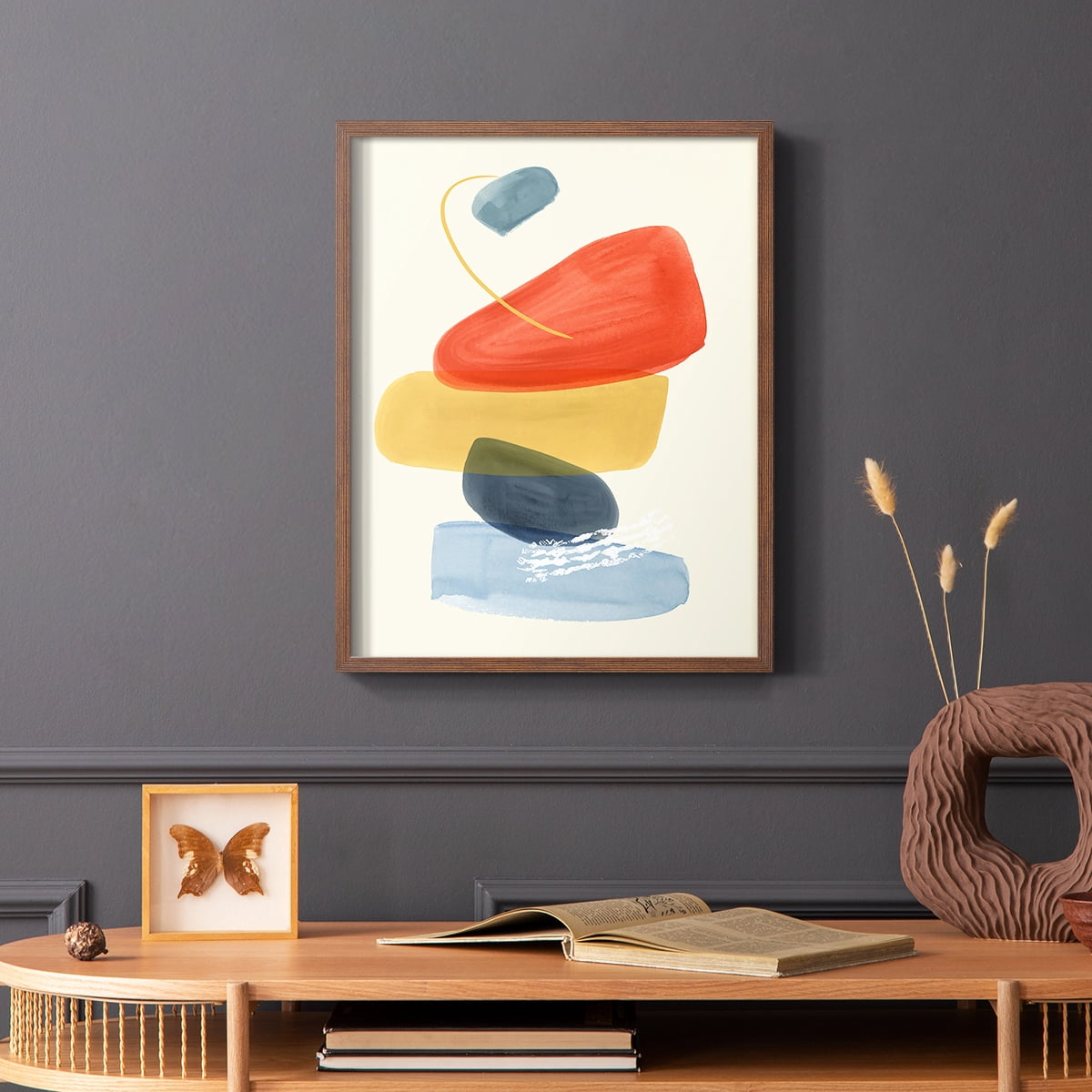 Bright Color Bundle II Framed Print in Brown Solid Wood Framed Print No Nail Hanging