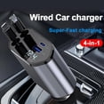 thumbnail image 2 of 120W 4IN1 Retractable Car Charger USB TypeC Cable For Phone Charge Adap NEW, 2 of 7