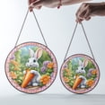 thumbnail image 4 of Easter Bunny With Carrot Suncatcher Stained Glass Style, UV Printed Glass, Spring Garden Rabbit Lover Gift, Round, 4 of 9