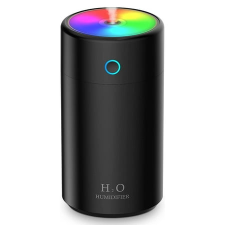 

Humidifier Mini USB Humidifier 400Ml with Colorful Night Light Auto Off for Home Car Bedroom Office Black