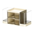thumbnail image 2 of Clear Plastic Desk Organizer with Drawers and Compartments, Desktop Storage Caddy with Pen Holders for Office Supplies, Makeup, and Accessories, 2 of 6