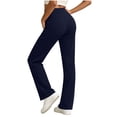 thumbnail image 4 of PWPSG Women's High Waist Crossover Slim Fit Flare Athletic Pants, High Stretch Yoga Trousers for Workout, Fitness & Active Lifestyle Blue XXL, 4 of 5