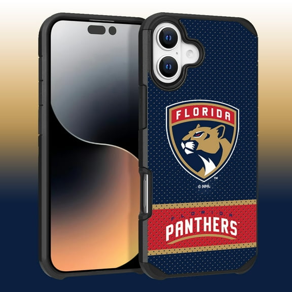 Apple iPhone 16 Plus (6.7) - NHL Licensed Florida Panthers Team Logo on Jersey Textured Dual Layer Case