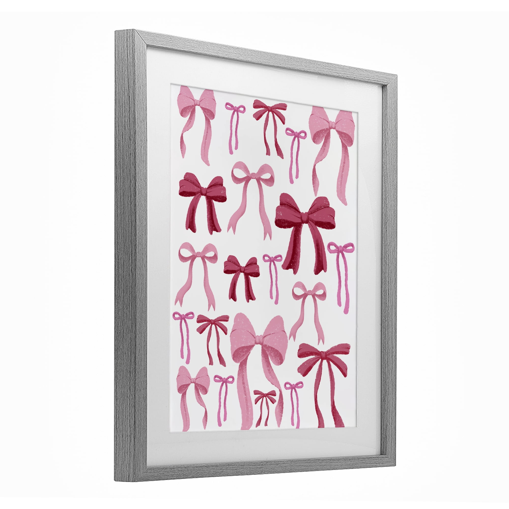 Stupell Industries Bows All Over Pink & Red Gray Framed Print Under Glass, design by Marcus Prime