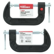 Hyper Tough Quick Release 4-Inch C-Clamp with Steel Swivel and Cast Iron Frame