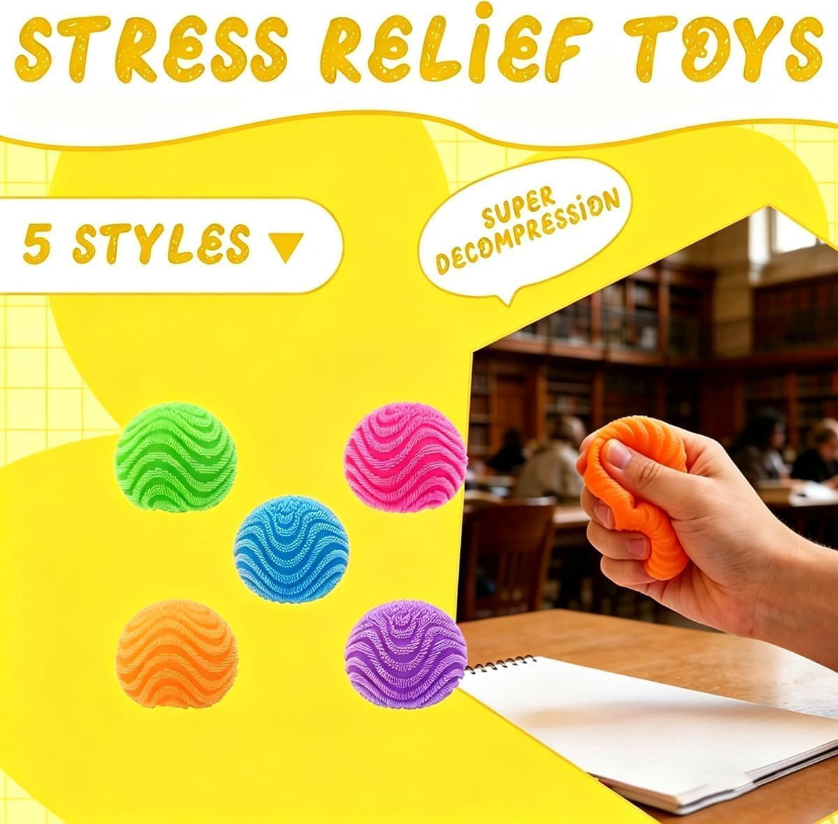 Fuzz Squishy Stress Ball, Soft Fidget for Anxiety Relief, Sensory Squishy Ball to Increase Hand Flexibility & Relieve, Ultra Squishy and Moldable Slow Rise for (Green)