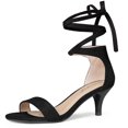 thumbnail image 1 of BLISSFUL STEP Women's Open Toe Kitten Heel Lace Up Fastening Sandals, 1 of 7