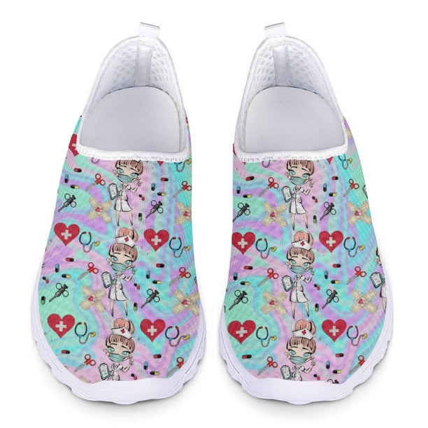 Zapatos de enfermería médica de moda, sandalias cómodas de verano, zapatillas de malla, zapatos de trabajo de enfermera de dibujos animados, calzado femenino para caminar, regalo