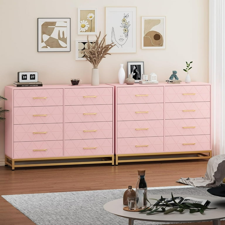 pink gold dresser Pink Dresser with Flower Knobs main image 1