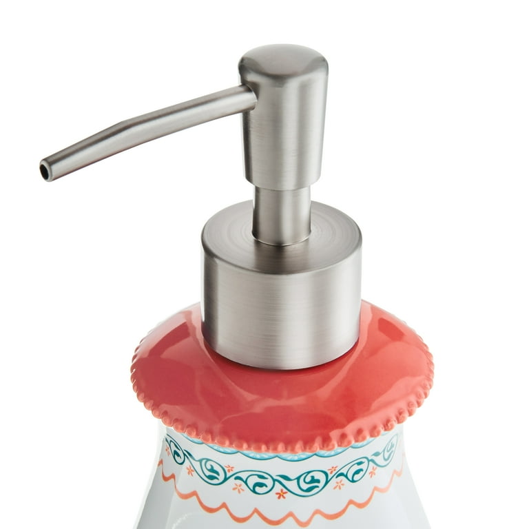 Floral Stoneware Soap Dispenser