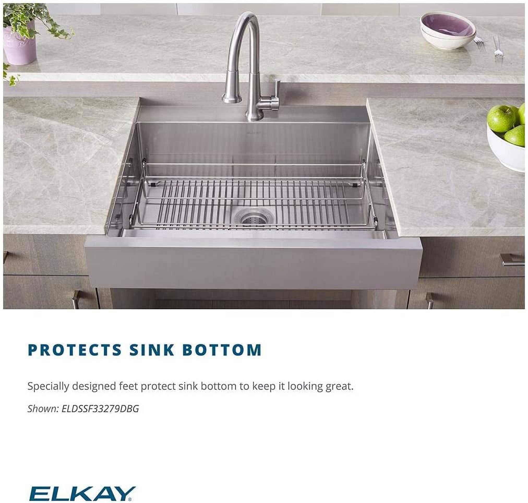 Houzer BG-3350 WireCraft Stainless Steel Bottom Grid – 16" X 16.5" T-304 Sink Protector With Rubber Feet, Fits BCD-3322