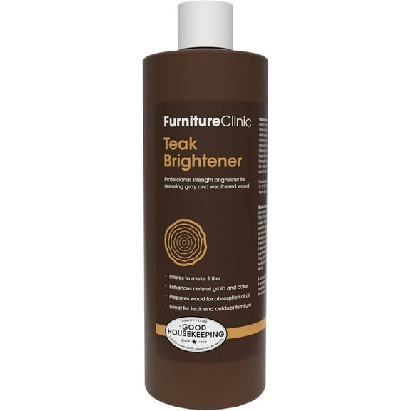 Furniture Clinic Teak Brightener | Enhances Natural Color and Shine of Wood | Increases Absorption of Teak Oil | Great for Use on All Outdoor and Marine Wood | Makes 34 Fl. Oz.