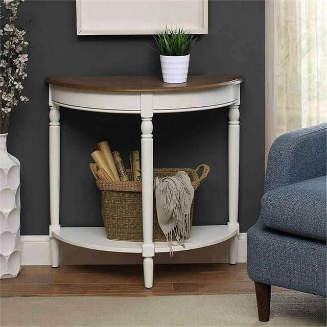Table Console de Style Campagnard Français en Bois Flotté et Fini Bois Blanc