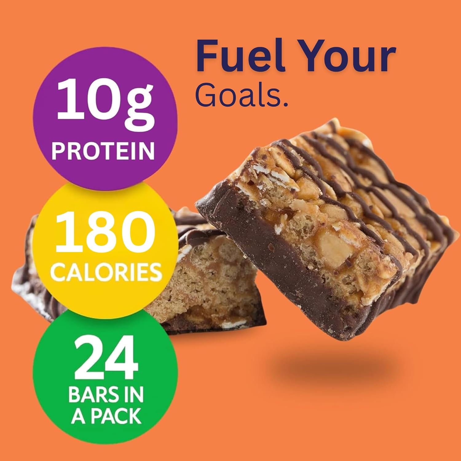 HMR Chocolate Peanut Butter Protein Bars, Low Calorie Snack, 10g Protein, 24 Count