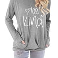 thumbnail image 2 of Camiseta elegante e informal de manga larga para mujer, color gris claro, XXL, con cuello redondo, bolsillo y estampado, 2 of 6