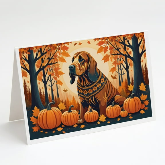 Bloodhound Fall Greeting Cards and Envelopes Pack of 8 7 in x 5 in