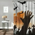 thumbnail image 2 of BCIIG Graveyard Hand Reaching Out Bats Bathroom Décor Set with Hooks 100% Polyester Stylish Shower Curtain for Bathroom Halloween Chic Modern Bathroom Decor Shower Curtain 60"x72, 2 of 7