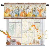 Fall Valance for Windows Autumn Pumpkin Curtains Valances Harvest Thanksgiving Rod Pocket Valance Window Treatments Maple Leaves Sunflower Short Curtains for Kitchen Living Room Bedroom 1 Panel 54x18