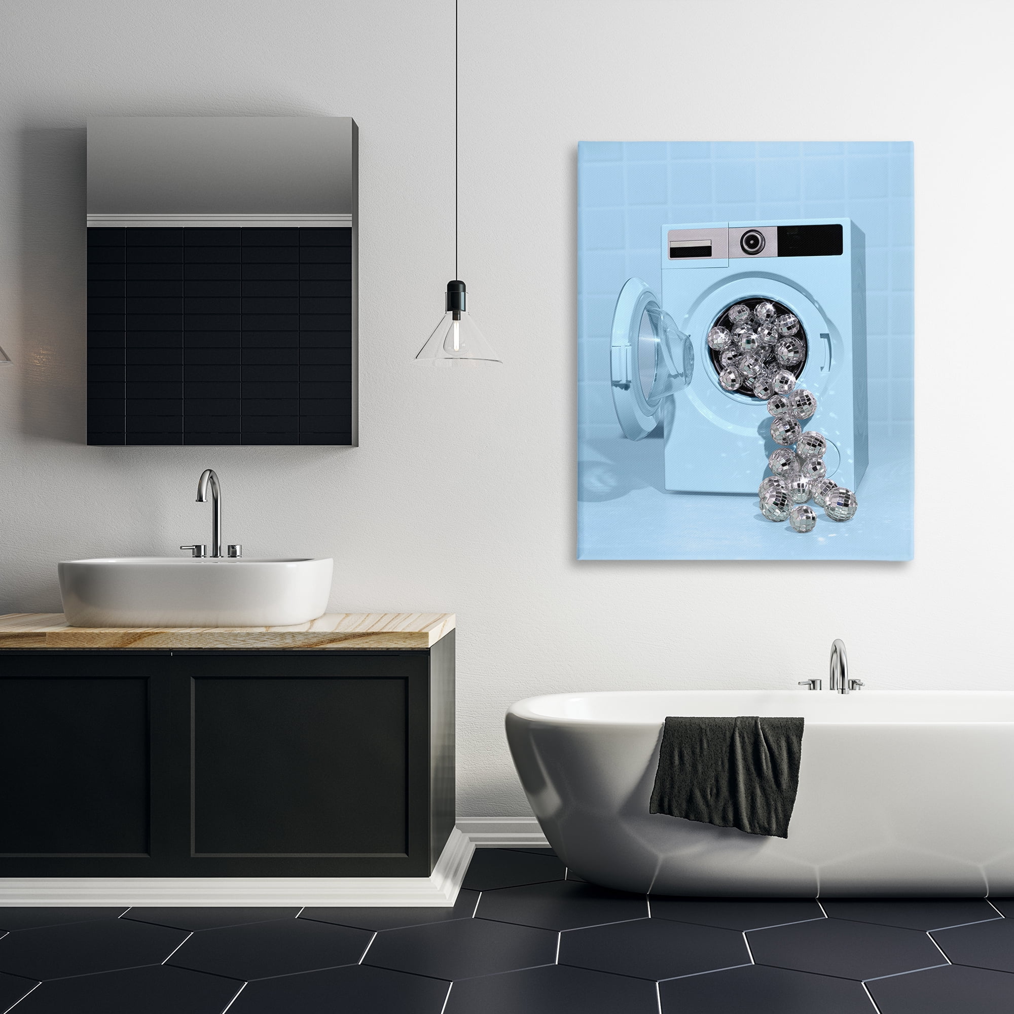 Stupell Industries Disco Laundry Machine over Blue Canvas Wall Art, design by LISH Creative