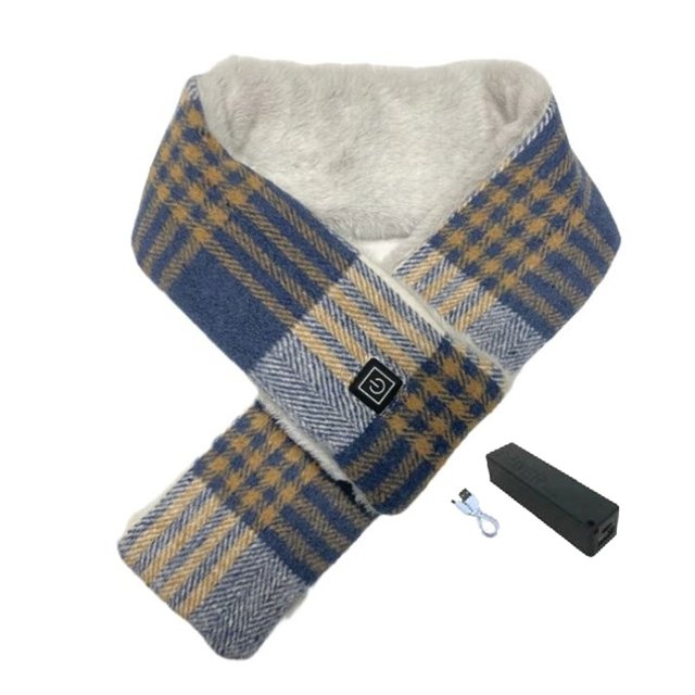 Penkiiy Electric Heating Scarf Heating Scarf Graphene Electric Heating Smart Usb Electric Heating Three-speed Temperature Adjustment Plus Velvet Warm Neck Protection Blue Scarf