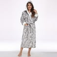 thumbnail image 7 of Htigea Plush Flannel Bathrobe for Women Long Shawl Collar Belted Robes Sleep Loungewear Soft Comfy Winter Nightwear with Pocket Gray,M, 7 of 7