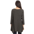 thumbnail image 4 of Women's Solid Casual Basic V-Neck 3/4 Sleeve Swing Tunic Dress Tops, 4 of 4