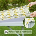 thumbnail image 6 of Small Yellow Lemon Fruits GreenLeaves Pattern Square Fitted Tablecloth with Elastic Edge,Square Table Cover,Washable Elastic Table Cover for Home Kitchen Party Decor 34"x34", 6 of 6