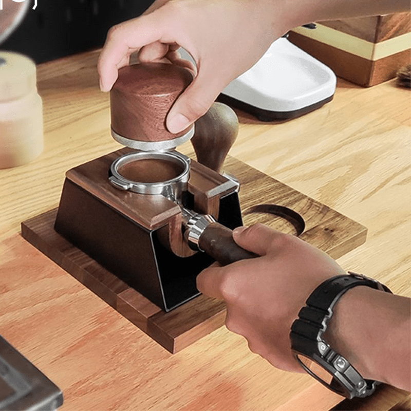 A tamping station and organizer for our espresso machine accessories.  Simple little 1-day project, and the layered design makes it good for using  up scrap and offcuts. : r/woodworking