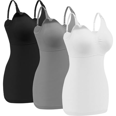 3 Pack Maternity Nursing Tank Tops for Breastfeeding Womens Nursing Maternity Cami Built in Bra Sleep Bra M
