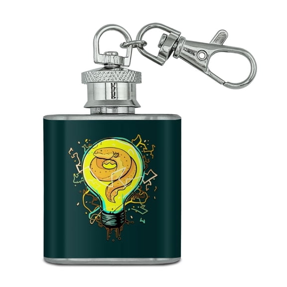 Electric Eel In Light bulb With Electricity Stainless Steel 1oz Mini Flask Key Chain