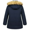thumbnail image 2 of Chrisuno Women's Winter Plus Size Waterproof Fleece Lined Coats Puffer Jacket with Faux Fur Hood Navy Blue 1X, 2 of 4