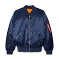 thumbnail image 2 of Alpha Industries MA-1 Bomber Flight Jacket - Fighter Pilot Flight Jacket - Replica Blue, L, 2 of 4