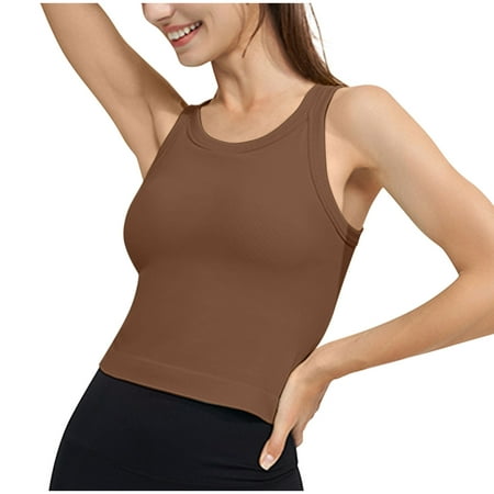 Mrat Wireless Push Up Bras for Women Women s Sports Bra Fitness Running Shockproof Yoga Tank Tops No Steel Ring Comfort Sports Bra Womens Bras Comfortable Push Up S-1466 Coffee L