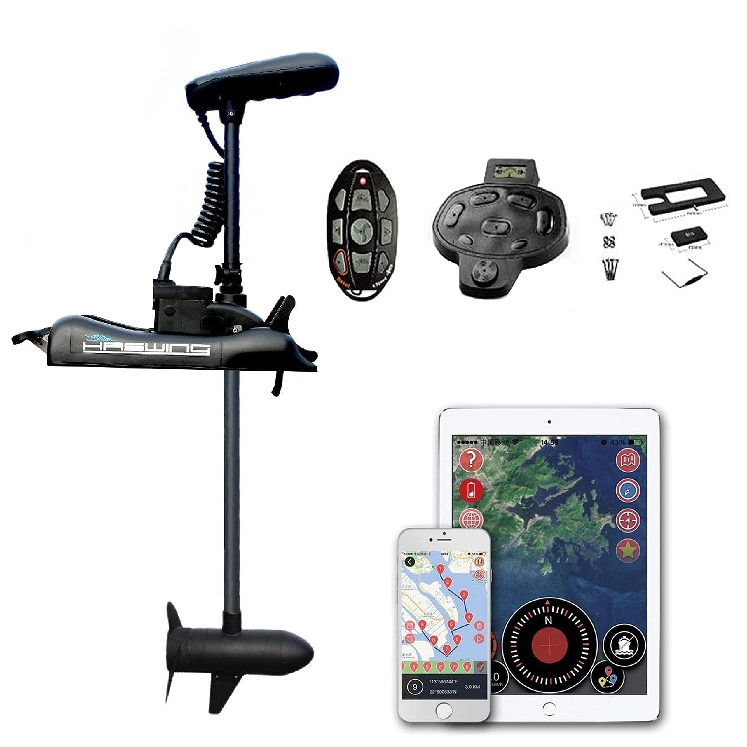 HASWING OUTDOOR Electric Trolling Motor 12V 54" 55lbs Cayman GPS Anchor