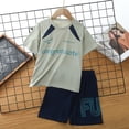 thumbnail image 2 of KEXE Boys Size 7 Clothes Boys 2 Piece Summer Outfits Short Sleeve Tshirts And Elastic Waist Shorts（13-14 Years,Green), 2 of 4