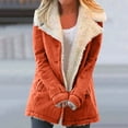 thumbnail image 2 of Winter Warm Fleece Lined Jackets For Women Plain Color Jacket With Pockets Button Coats Outerwear, 2 of 6