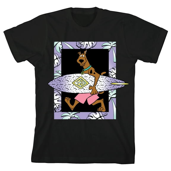 Scooby Doo Surf Boy's Black T-shirt-Medium