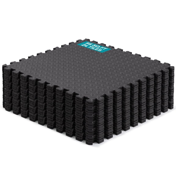 Yes4All EVA Interlocking Mats, Puzzle Floor Tiles, Foam Floor Padding with Border for Furniture, Home Space, Living Room, Garage 96 SQFT