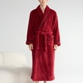 thumbnail image 3 of AnuYalue Robe for Men Fashion Flannel Nightgown V Neck Long Sleeve Bathrobe Solid Color Pajama Shirt with Pockets, 3 of 8