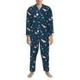 thumbnail image 3 of Salouo Space Dinosaur Print Button-Front Long Sleeve Pajama Set for Men, Soft 2Pjs Men's Long Sleeve Sleepwear-Small, 3 of 7