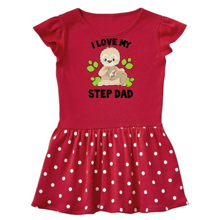 

Inktastic Cute Sloth I Love My Step Dad with Green Leaves Gift Baby Girl Dress