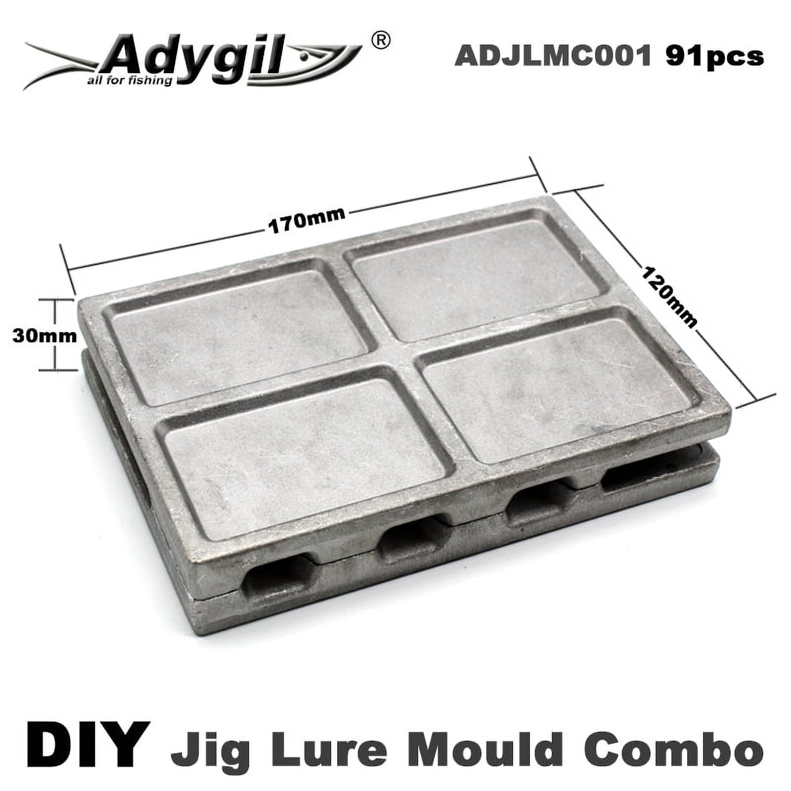 Adygil Fishing Jigging Lure Mold Kits 5oz, 5.5oz, 7.5oz,3 Cavities, 91pcs/Pack,Without Handle