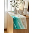 thumbnail image 5 of Table Runner 90 Inches Long for Kitchen Dining, Turquoise Ombre Oceans Dresser Scarf Farmhouse, Dining Table Decorations for Wedding/Parties, Watercolor Summer Coastal Beach Waves 13 x 90 In, 5 of 8