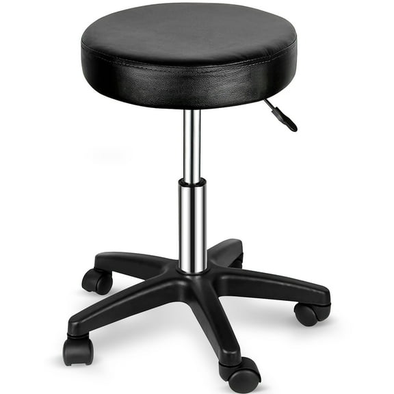 NNYYS Round Rolling Stool Swivel with Wheels Adjustable Height Seat,Multi-Purpose Heavy Duty Wide Seat Drafting Stool Chair for Office Salon Massage Spa Medical Tattoo Beauty,Black