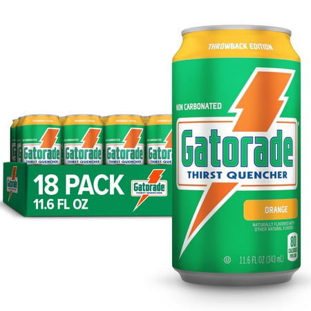 Gatorade Thirst Quencher Sports Drink Cans, Orange, Electrolytes, 11.6 fl oz Cans (18 Pack)