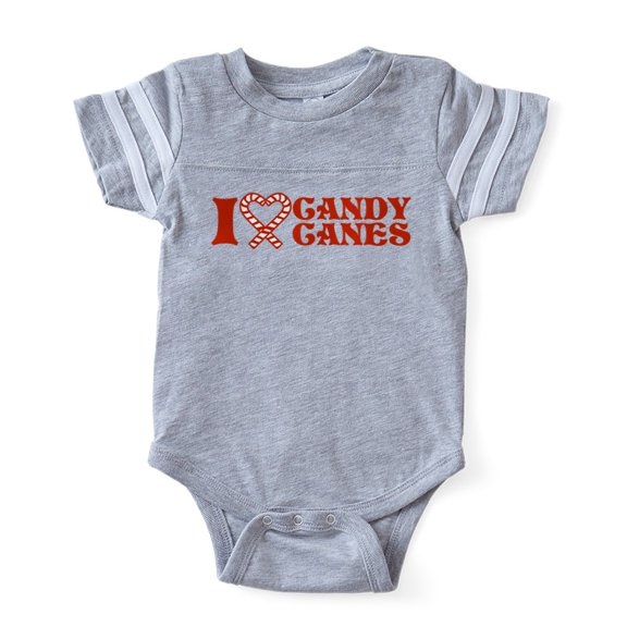 CafePress - I Love Candy Canes - Cute Infant Baby Football Bodysuit